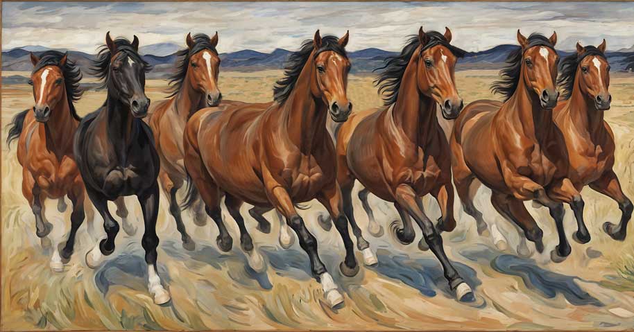 Lucky Seven Horses Painting